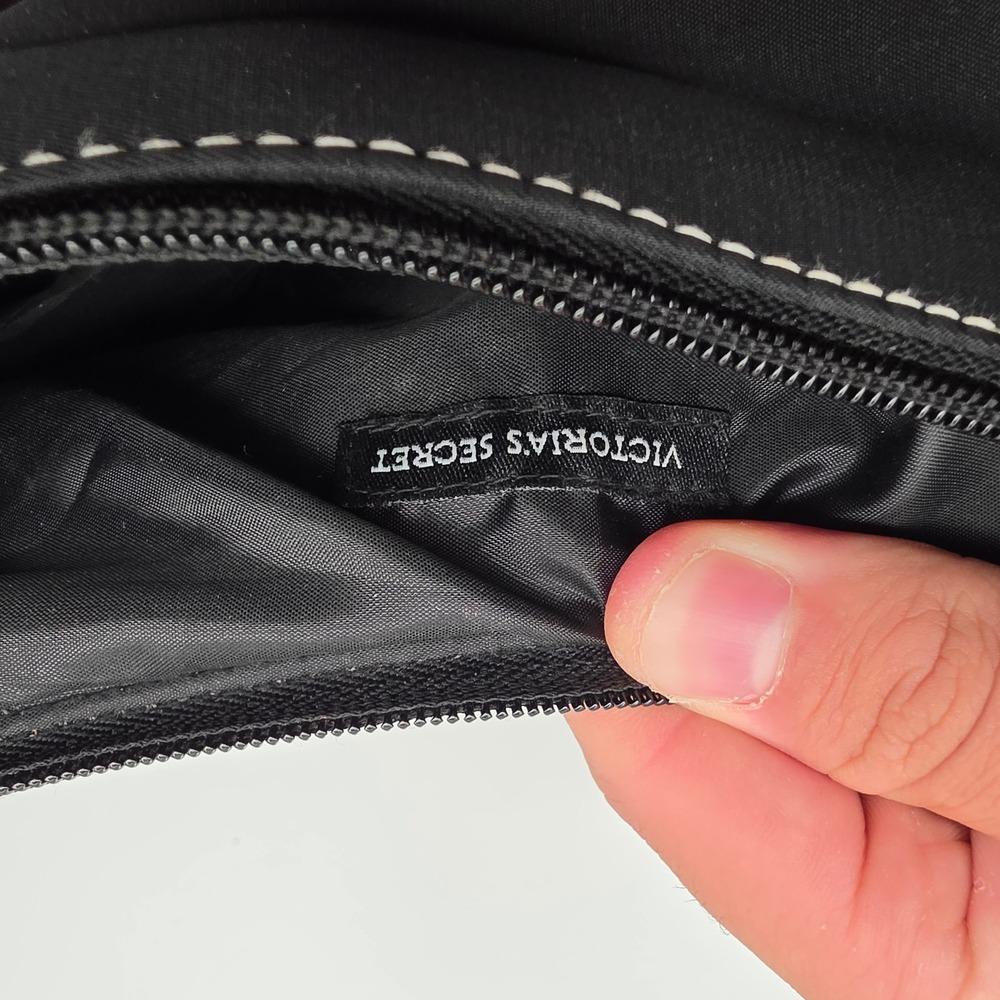 Victoria's Secret Shoulder Bag Women Small Black Good Y2K Nylon Faux Leather - Picture 2 of 6